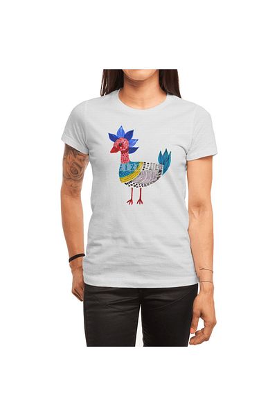 Fizello Little Colorful Bird Print Unisex Λευκό T-shirt για άνδρες και γυναίκες