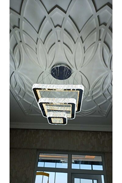 Led A Modern Sarkıt Üçlü Kristal Taşlı Power Avize Kademeli 3 Renk (BEYAZ,SARI,G.IŞIĞI).