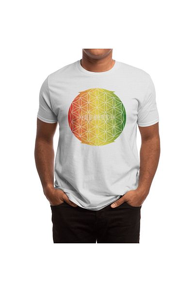 Fizello Λευκό μπλουζάκι Unisex με μοτίβο Rasta Flower Of Life για άνδρες και γυναίκες