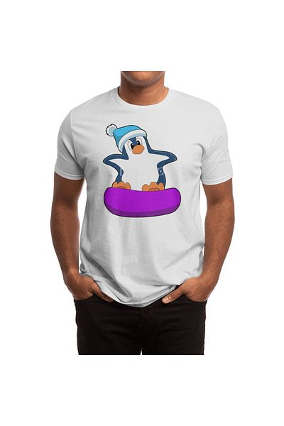 Fizello Μπλουζάκι Snowboard με σχέδιο Penguin για άνδρες και γυναίκες - Unisex Λευκό T-shirt