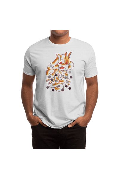 Fizello Tricou unisex alb Cat Dragon pentru bărbați și femei