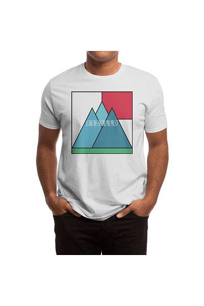 Fizello Simply Mountains - Tricou alb cu textura naturala minimalista pentru barbati si femei