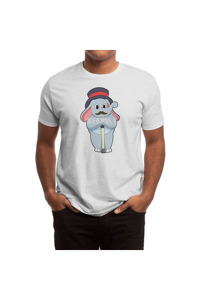 Fizello Λευκό μπλουζάκι Unisex Gentleman με σχέδιο Elefant με καπέλο και παπούτσια