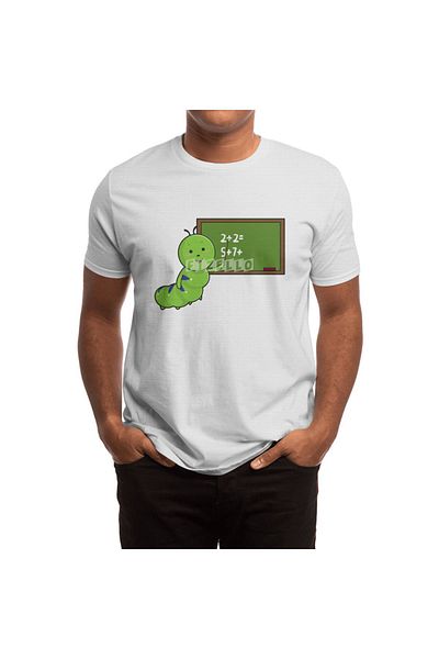 Fizello Tricou alb pentru bărbați și femei - Caterpillar As Teacher with Blackboard Design