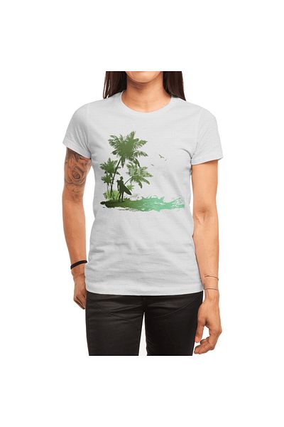 Fizello Λευκό μπλουζάκι για άνδρες και γυναίκες - Unisex Resort Drawing Design
