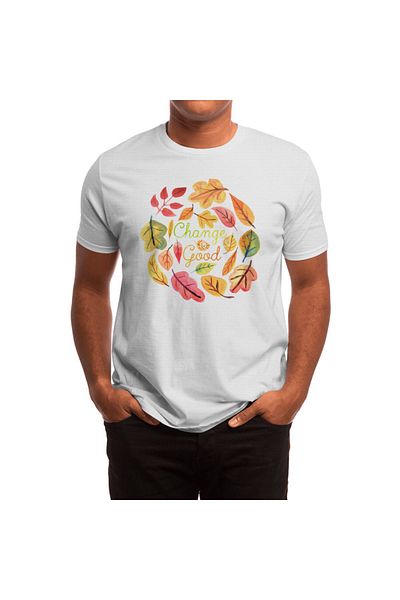 Fizello Tricou alb unisex - Schimbarea este bună Acuarelă Design frunze de toamnă