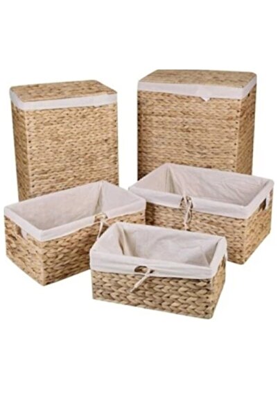 CasaLinda Hasır Küçük Boy Içi Bezli Dikdörtgen Organizer