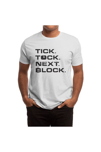 Fizello Tricou alb unisex cu model Bitcoin Tick Tock Next Block