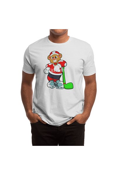 Fizello Bear Ice Hockey - Unisex Λευκό T-Shirt, για άνδρες και γυναίκες