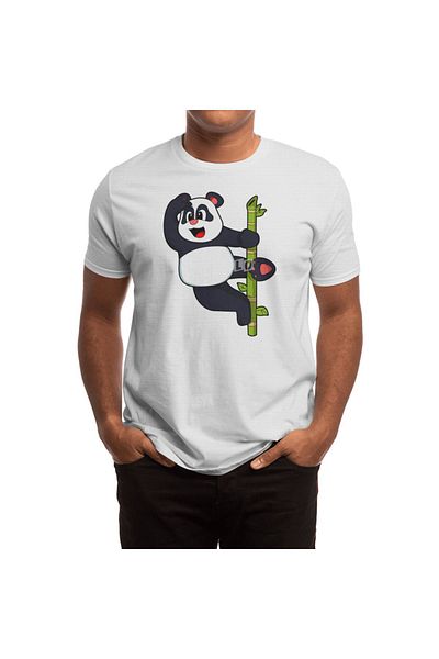 Fizello Λευκό μπλουζάκι με στάμπα Panda και Bamboo για άνδρες και γυναίκες