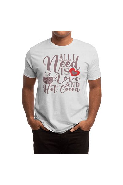 Fizello Tricou alb unisex pentru bărbați și femei - „All I Need Is Love And Hot Cocoa”