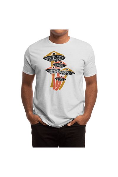 Fizello Tricou alb Mushroom Cluster pentru bărbați și femei