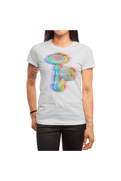 Fizello Tricou alb pentru bărbați și femei - model holografic ciuperci, unisex