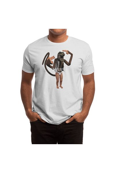 Fizello Tricou alb unisex - T Rex Monkey Baby Pattern