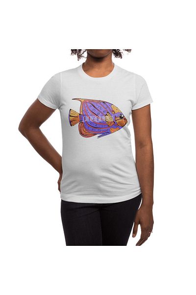 Fizello Ανδρικό και γυναικείο λευκό μπλουζάκι - Bluering Angelfish Unisex Design