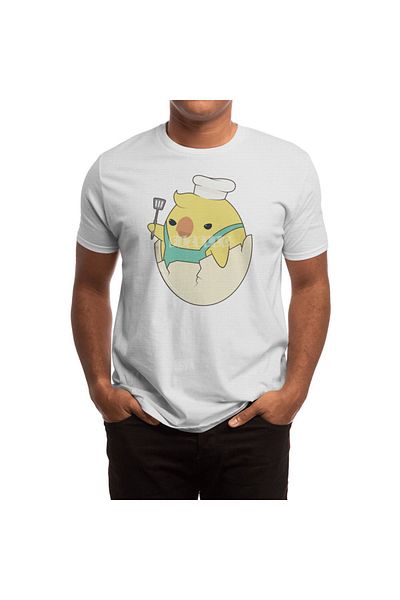 Fizello Tricou alb unisex pentru bărbați și femei - Design Chick As Cook, pălărie de bucătar și spatulă