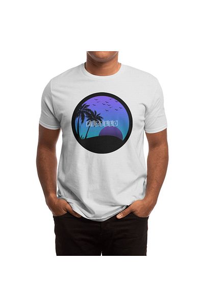 Fizello Beach Side Unisex Λευκό T-shirt - Ανδρικό και Γυναικείο, Μωβ/μπλε
