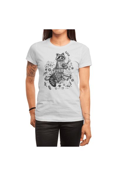 Fizello Tricou alb unisex pentru bărbați și femei - Design Engineer Raccoon