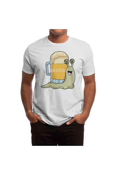 Fizello Tricou alb pentru bărbați și femei - melc cu sticlă de bere design unisex