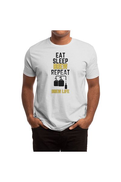 Fizello Brew Life: Λευκό μπλουζάκι Unisex - Eat Sleep Brew Repeat