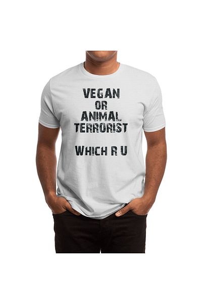 Fizello Ανδρικό και γυναικείο λευκό μπλουζάκι Unisex - Vegan Or Animal Terrorits