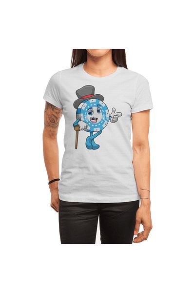 Fizello Men's and Women's Poker T-Shirt - Unisex White with Poker Chips Detail