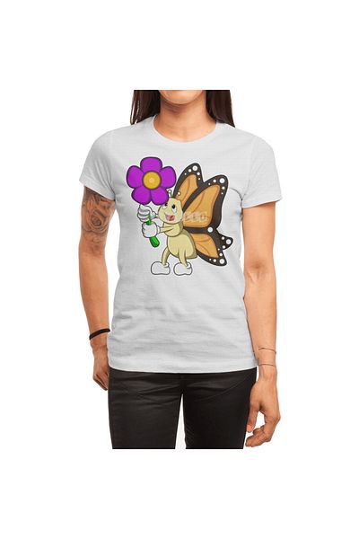 Fizello Ανδρικό και γυναικείο Unisex Λευκό T-shirt - Butterfly With Flower
