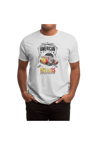 Fizello Μπλουζάκι Unisex White Hot Rod Racing Car για άνδρες και γυναίκες
