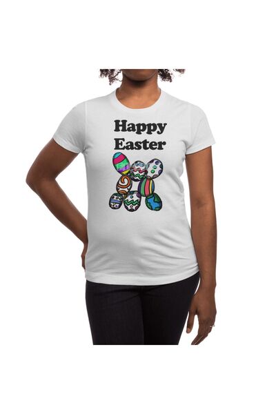 Fizello Tricou cu imprimeu cu ouă colorate Happy Easter pentru bărbați și femei - Tricou alb unisex