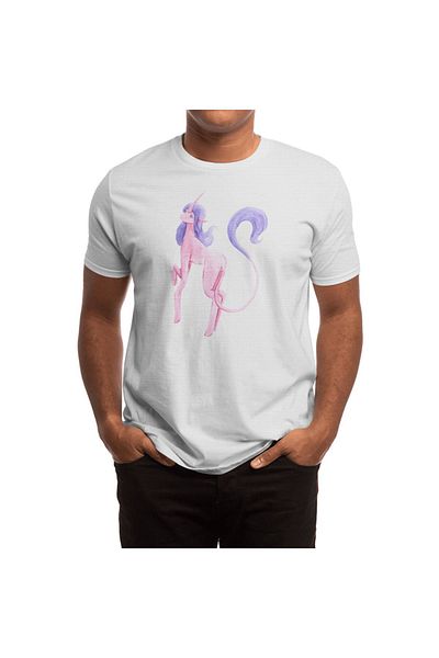 Fizello Tricou alb unisex - Design unicorn acuarelă roz