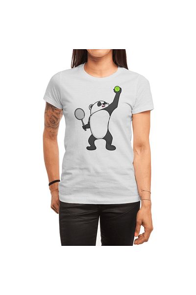 Fizello Tricou cu rachetă de tenis Panda pentru bărbați și femei - alb unisex