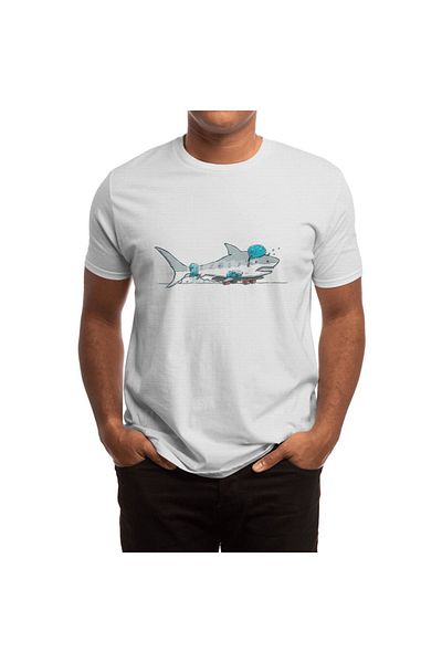 Fizello Ανδρικό και γυναικείο λευκό μπλουζάκι Unisex Shark Skater