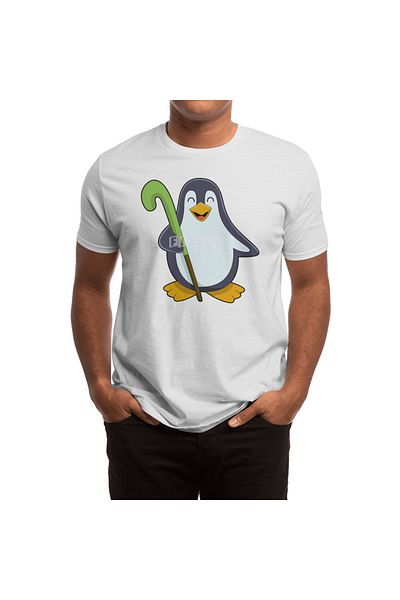 Fizello Tricou alb unisex cu pinguin Hockey