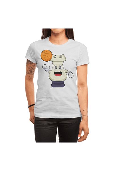 Fizello Tricou de baschet cu model alb Chess Piece Rook pentru bărbați și femei