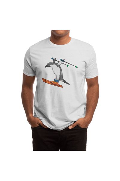 Fizello Μπλουζάκι Ski Jumper με σχέδιο Penguin για άνδρες και γυναίκες - Unisex Λευκό