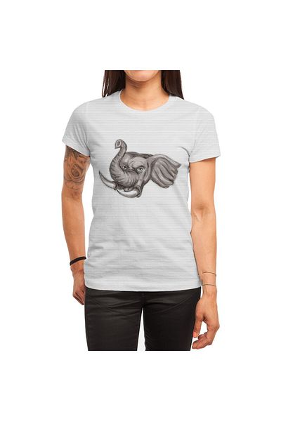 Fizello Μπλουζάκι με ακουαρέλα με στάμπα Africa Elefant Head για άνδρες και γυναίκες - Unisex λευκό μπλουζάκι