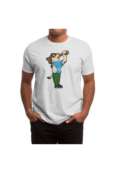 Fizello Ανδρικό και γυναικείο λευκό μπλουζάκι - Unisex Dog With Bottle Of Beer T-shirt