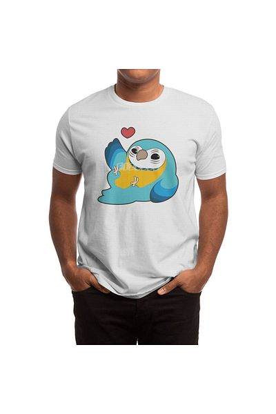 Fizello Tricou unisex White Parrot pentru bărbați și femei - model inimă