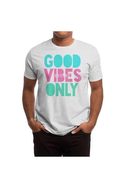 Fizello Tricou alb unisex de culoare pastel Good Vibes Only pentru bărbați și femei
