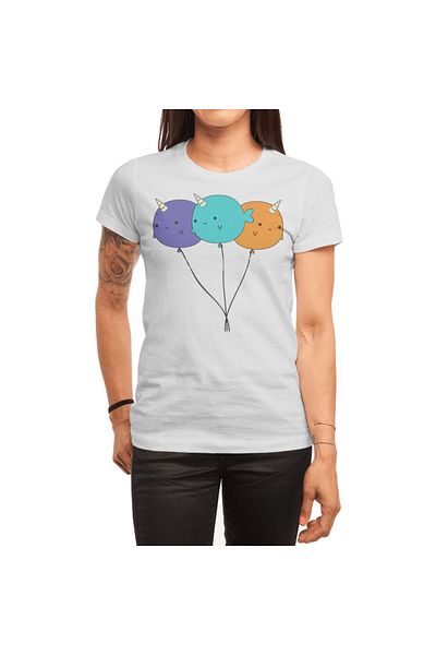 Fizello Ανδρικό και γυναικείο μπλουζάκι Narwhal Balloons Λευκό Unisex