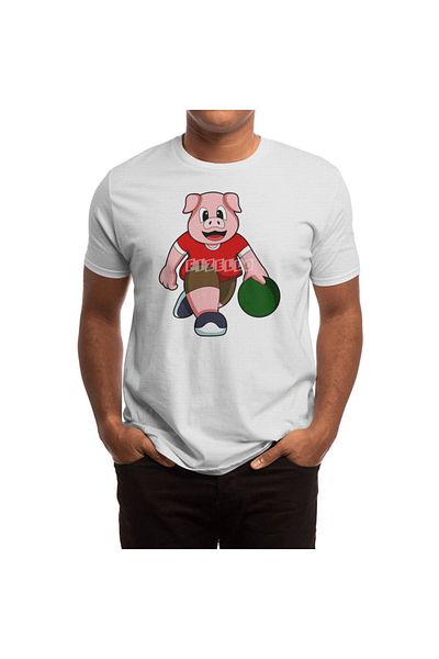 Fizello Ανδρικό και γυναικείο μπλουζάκι - Pig Horse Bowling With Bowling Ball Unisex Λευκό μπλουζάκι