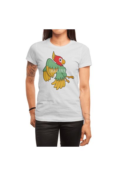 Fizello Parrot με Red Head Λευκό Unisex T-shirt για άνδρες και γυναίκες