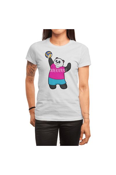 Fizello Ανδρικό και γυναικείο μπλουζάκι Panda Volleyball Shoulder - Unisex Λευκό T-shirt