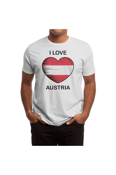 Fizello Λευκό μπλουζάκι για άνδρες και γυναίκες - I Love Austria, My Homeland, My Country Unisex T-shirt