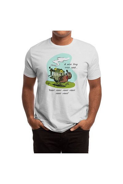 Fizello Ανδρικό και γυναικείο λευκό μπλουζάκι Unisex - Wise Frog Pattern