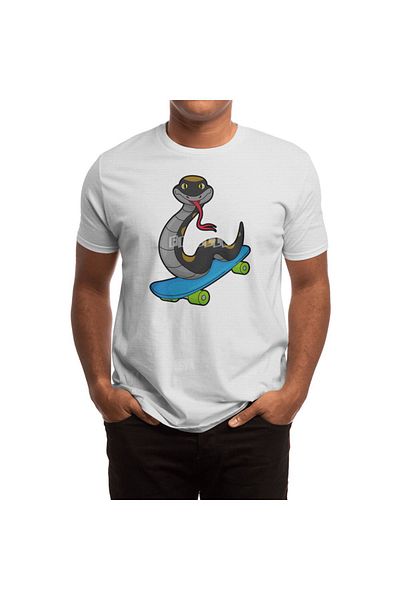 Fizello Tricou alb Snake Board Skater pentru bărbați și femei