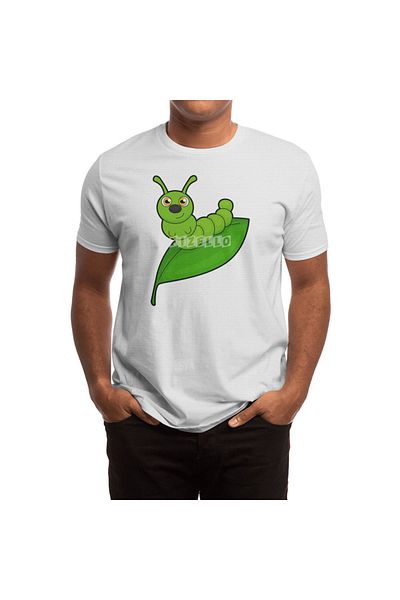 Fizello Bílé tričko pro muže a ženy - Caterpillar With Leaf Unisex Design