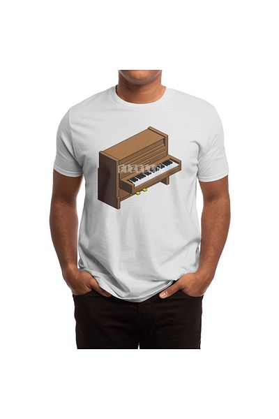 Fizello Classic Slid Piano Pixel Plus - Tricou alb pentru bărbați, femei și unisex