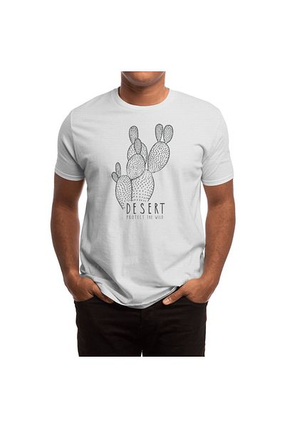 Fizello Λευκό Desert Cactus Wild Drawing Unisex T-shirt για άνδρες και γυναίκες