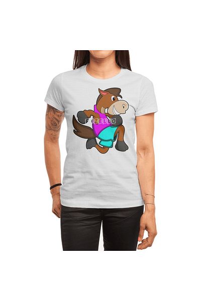 Fizello Ανδρικό και γυναικείο Unisex Λευκό T-shirt - Horse Horse Runnig Pattern
